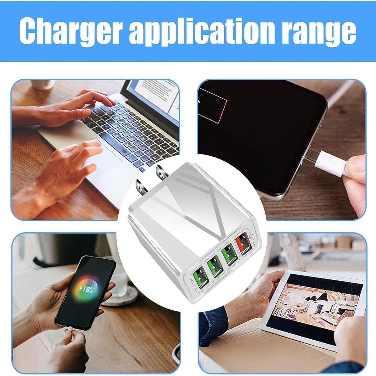 Caja de Cargadores 3 USB Fast Charger