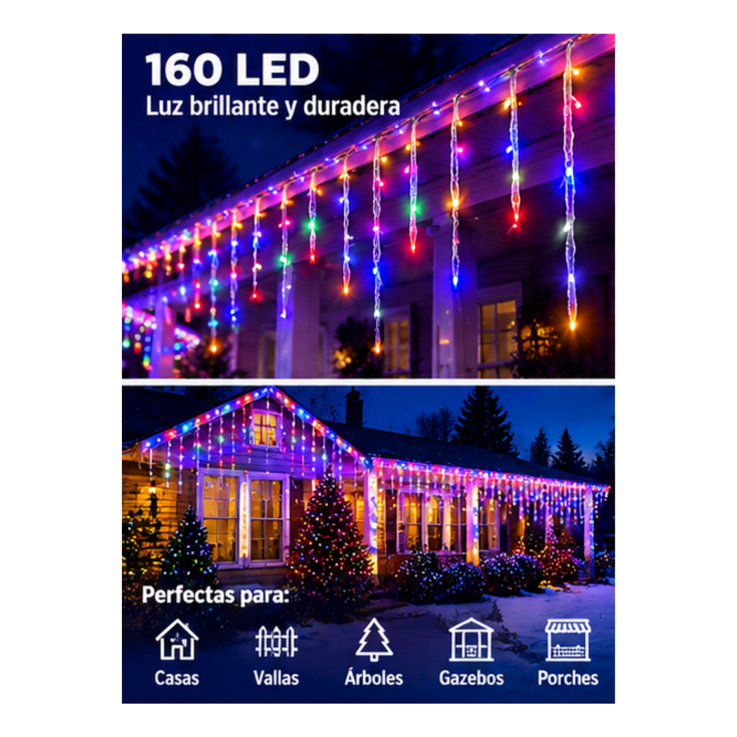 Solar Icicle String Lights RGB