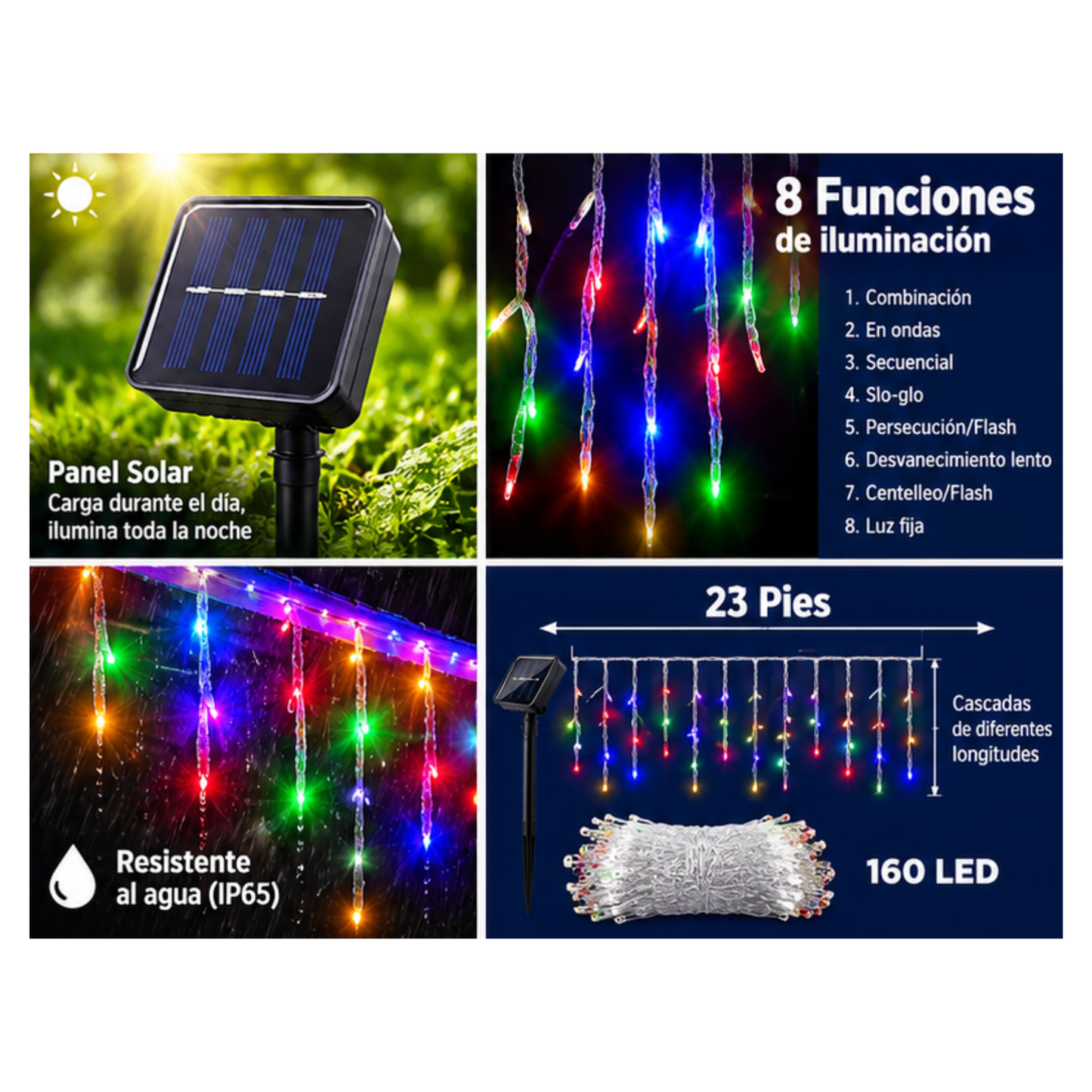 Solar Icicle String Lights RGB