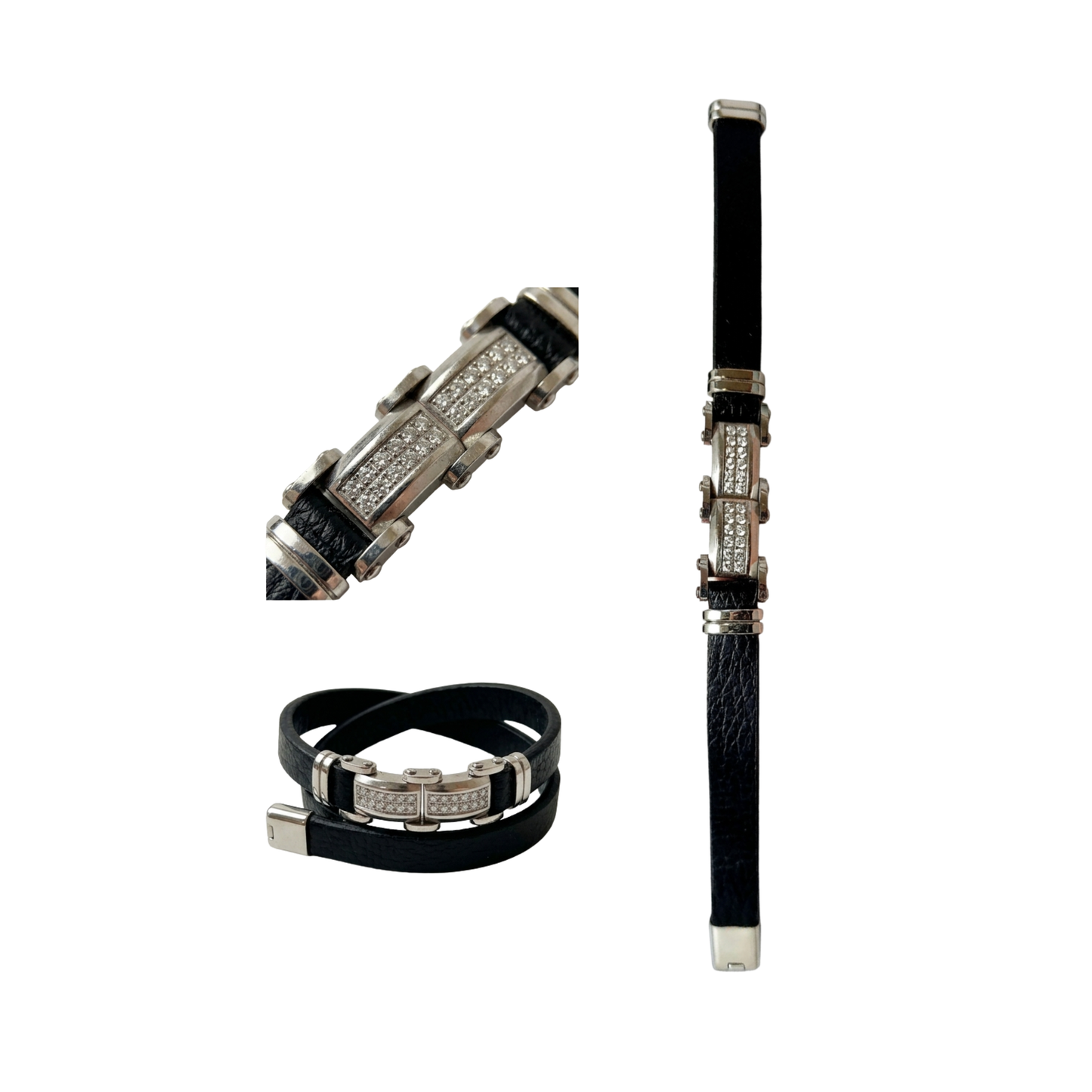 Pulsera en Cuero y Stainless Steel